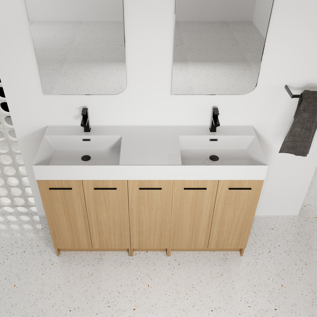 60" Double Sink Bathroom Vanity with Extra-Large Storage