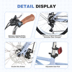 6 Speed Steel Frame 24 Inch Commuter Bike for Adults