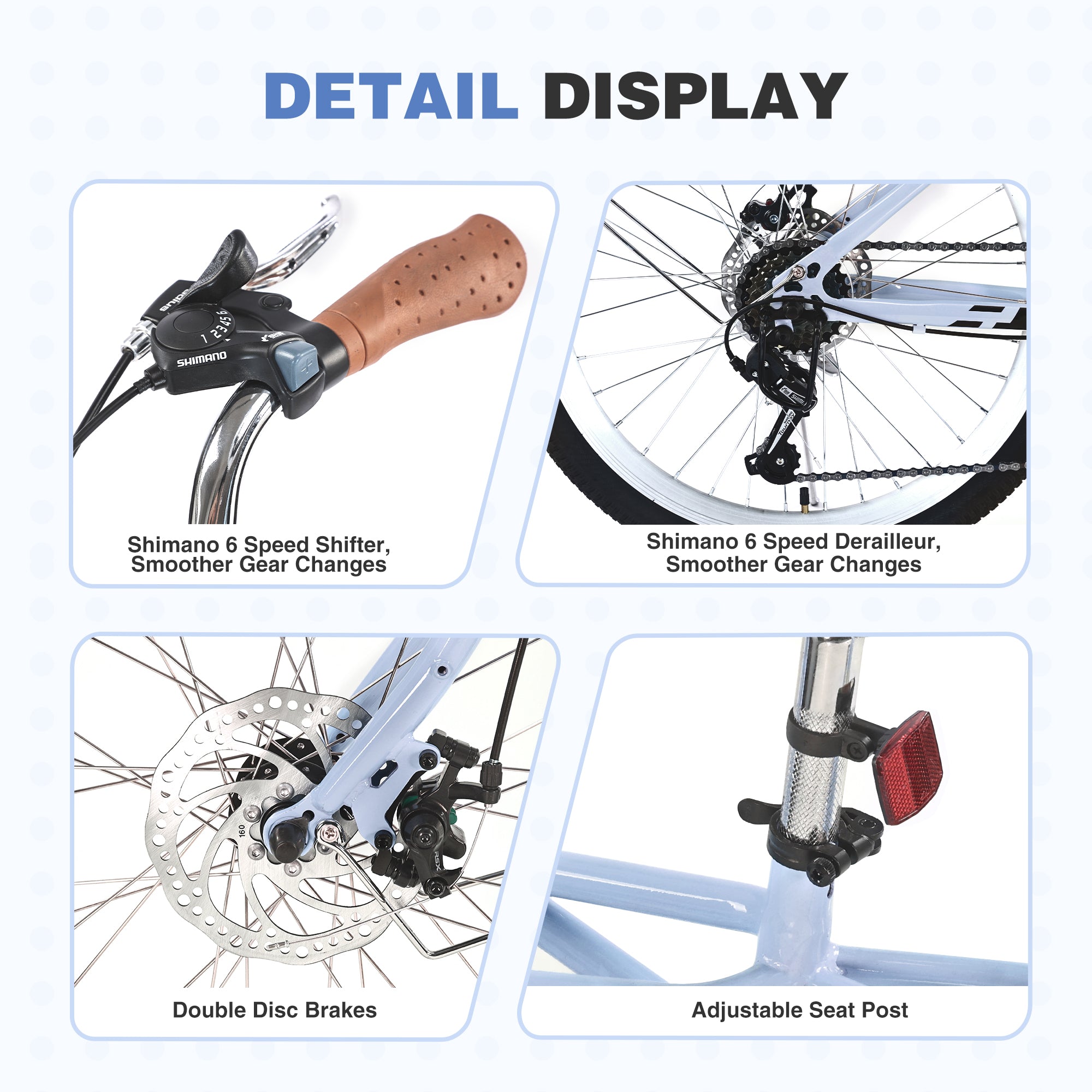 6 Speed Steel Frame 24 Inch Commuter Bike for Adults