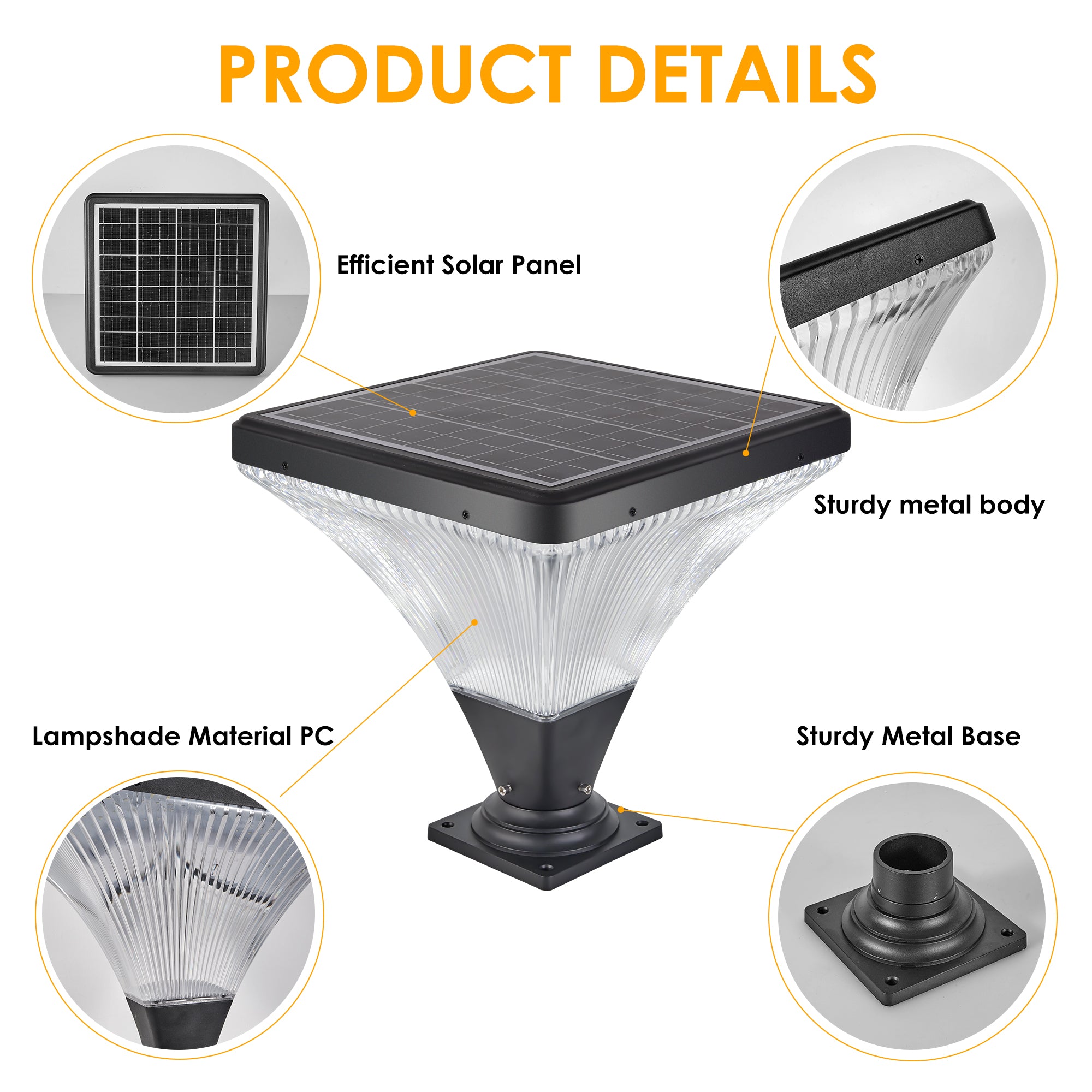 15" Black Outdoor Post Light
