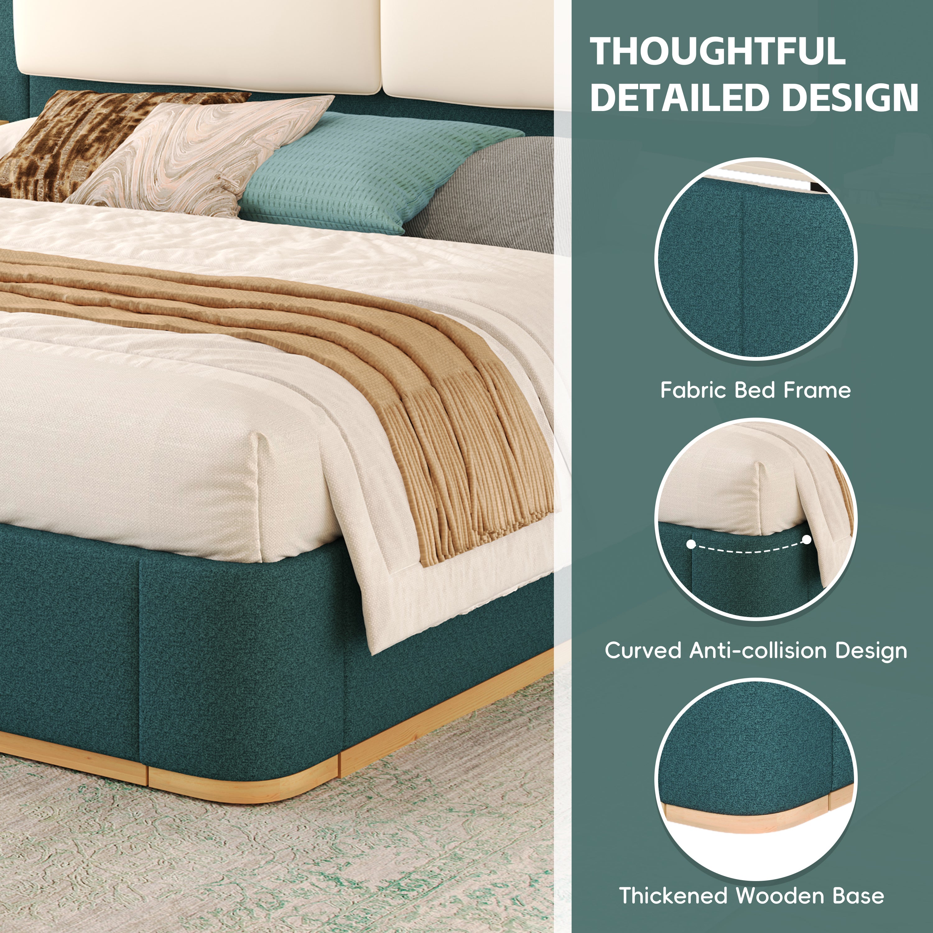 Queen Size Upholstered Platform Bed