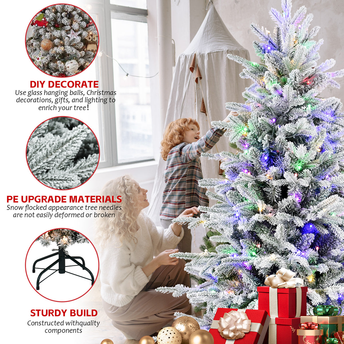6FT PE+PVC Flocked Artificial Christmas Tree