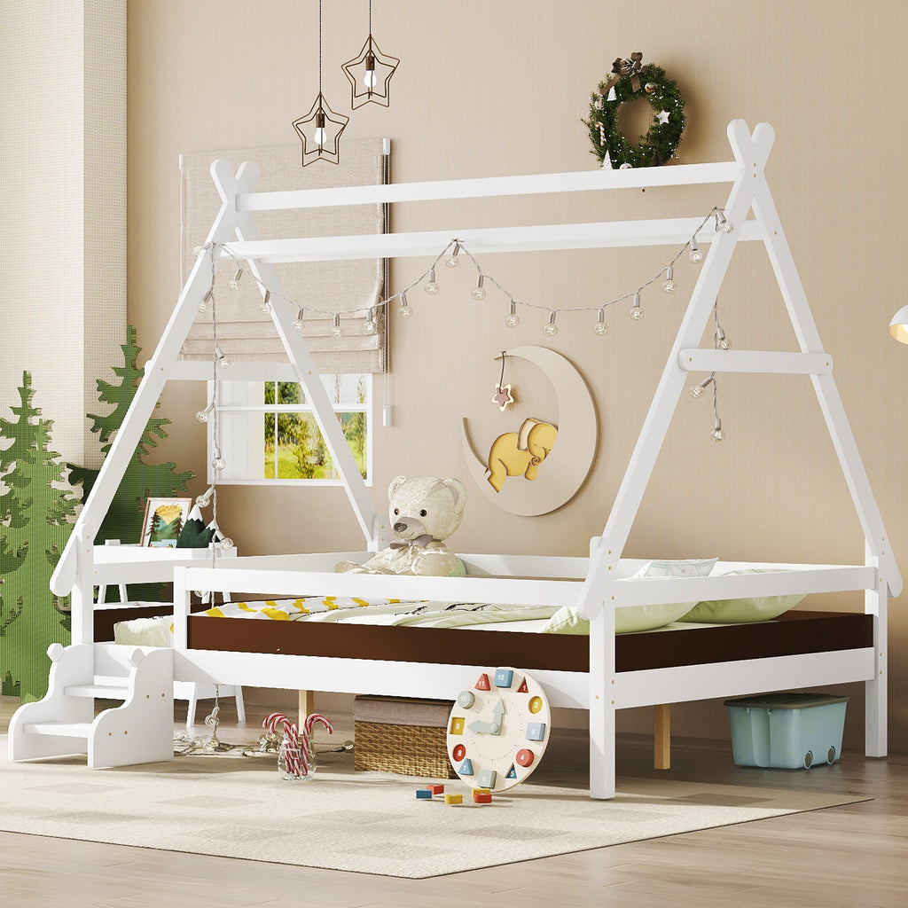 Full House Platform Bed with Stairs
