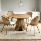 Round Wooden Dining Table + 4 Chairs