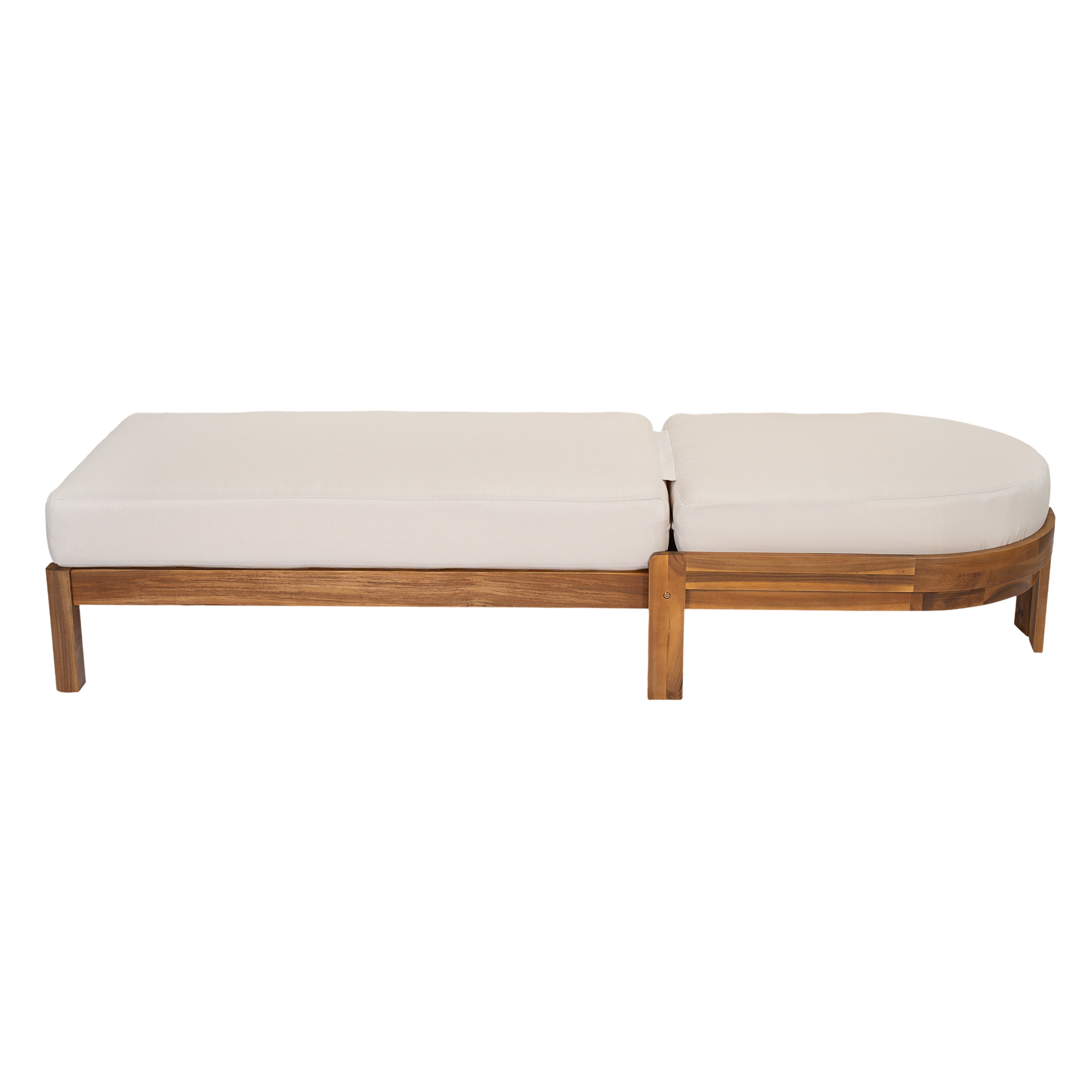 Patio Acacia Wood Chaise Lounge Chairs with Adjustable Backrest - Set of 2