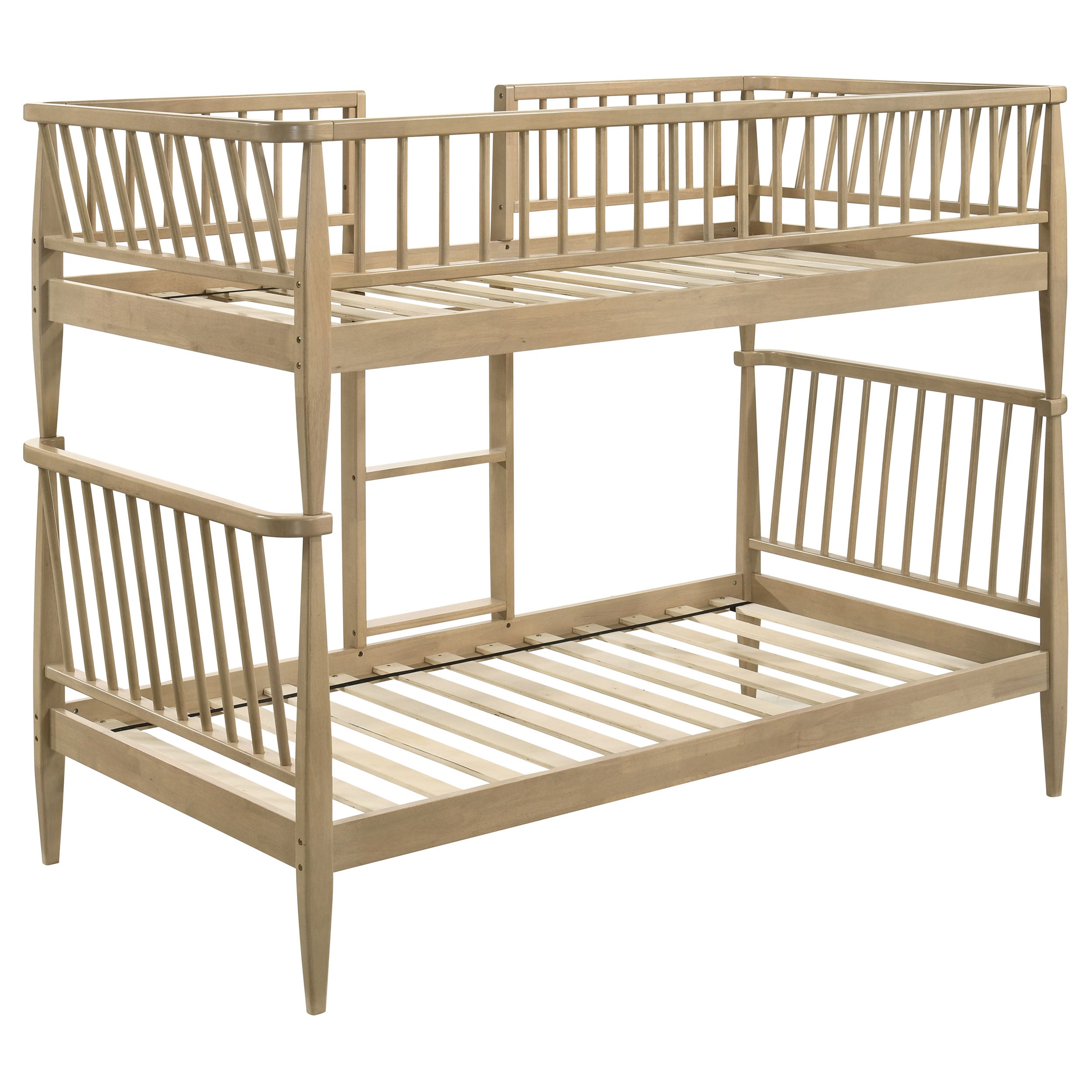 Abram Windsor Twin Over Twin Wood Bunk Bed with Ladder Almond-