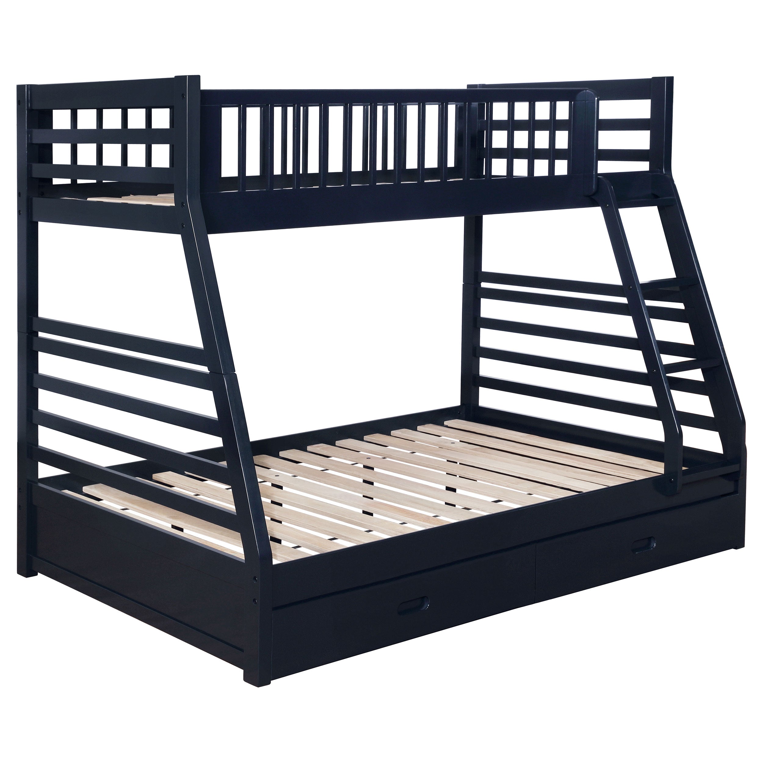 Ashton 2-drawer Wood Twin Over Full Bunk Bed Navy Blue-CoasterEssence
