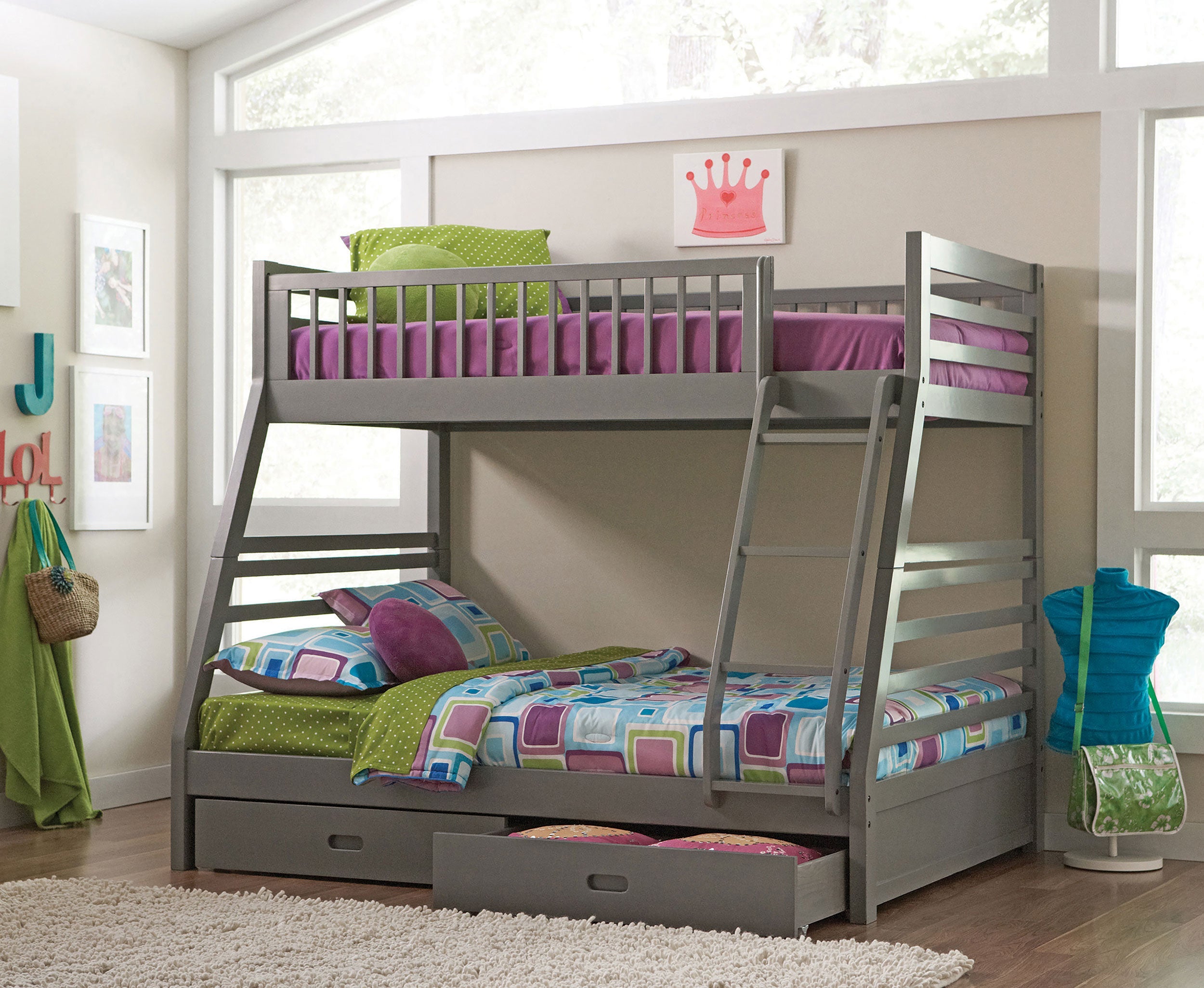 Ashton 2-drawer Wood Twin Over Full Bunk Bed Grey-CoasterEssence