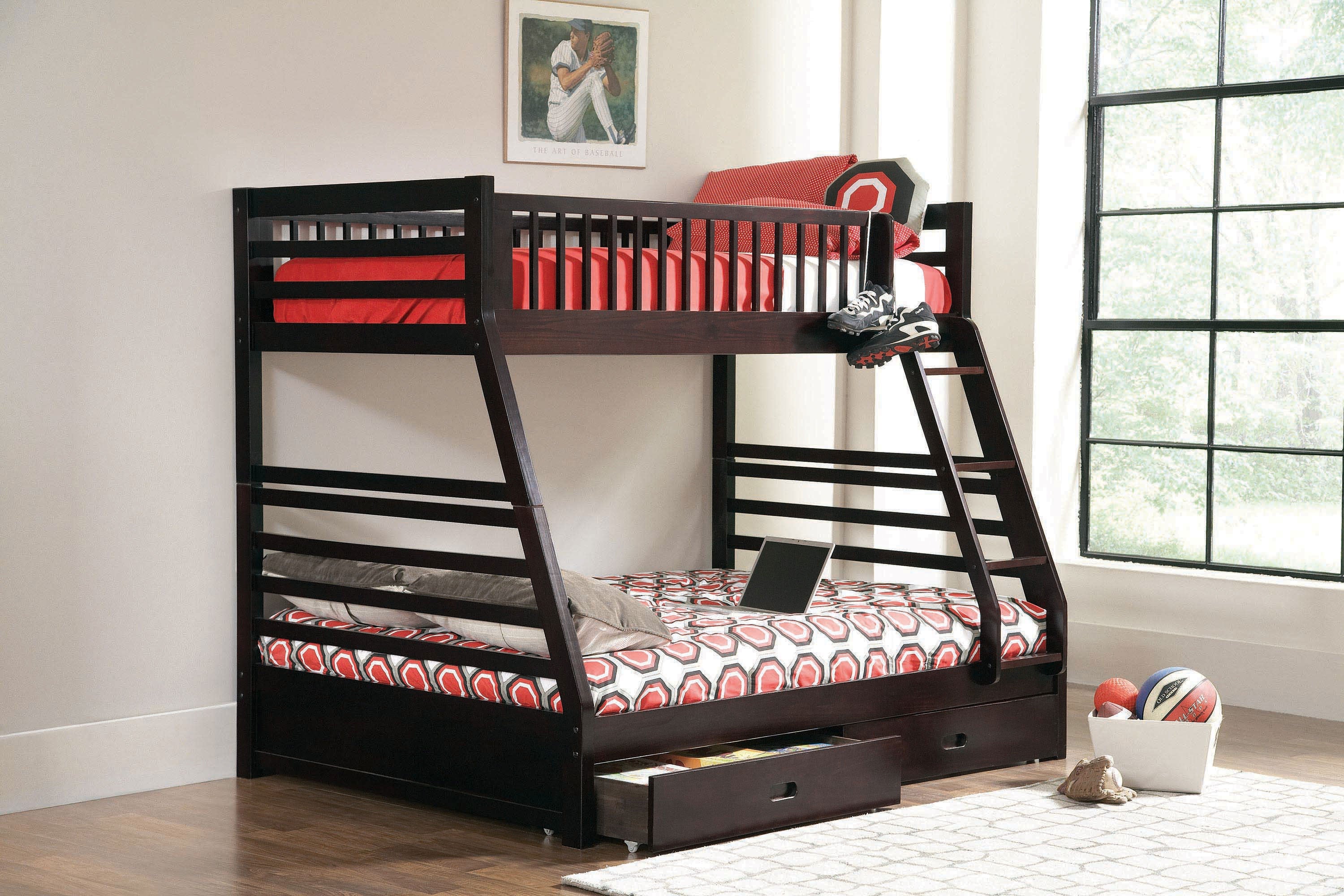 Ashton 2-drawer Wood Twin Over Full Bunk Bed Cappuccino-CoasterEssence