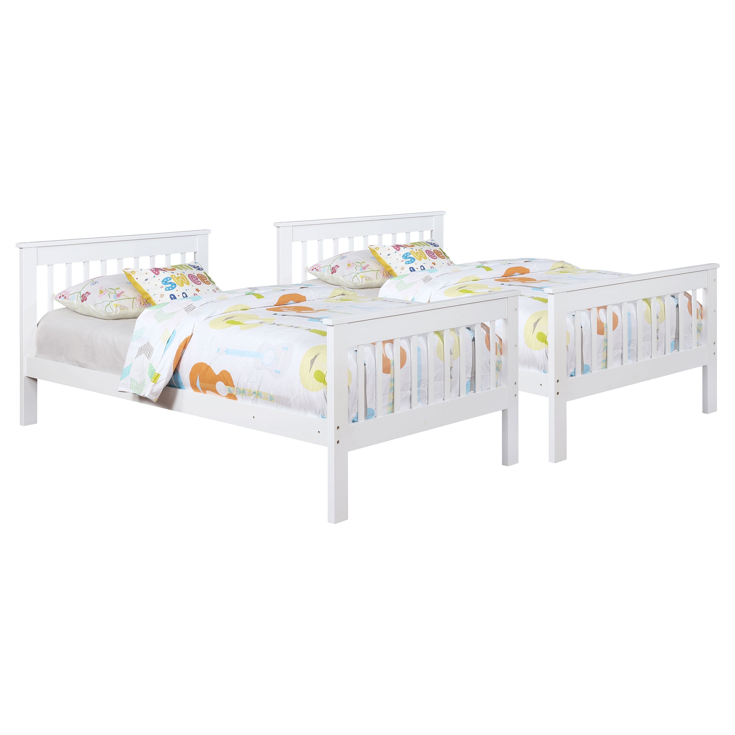 Chapman Wood Twin Over Twin Bunk Bed White-CoasterEveryday