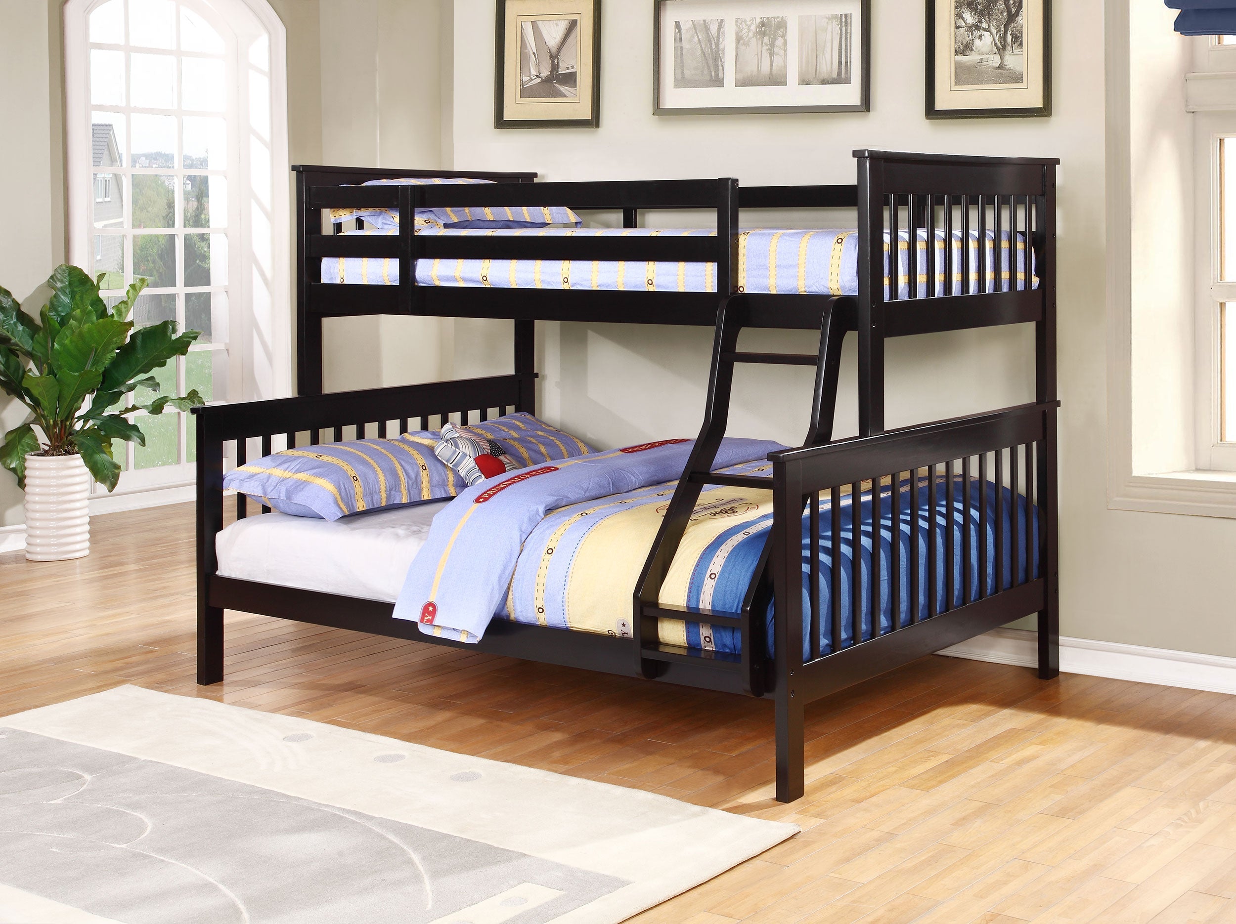 Chapman Wood Twin Over Full Bunk Bed Black-CoasterEveryday