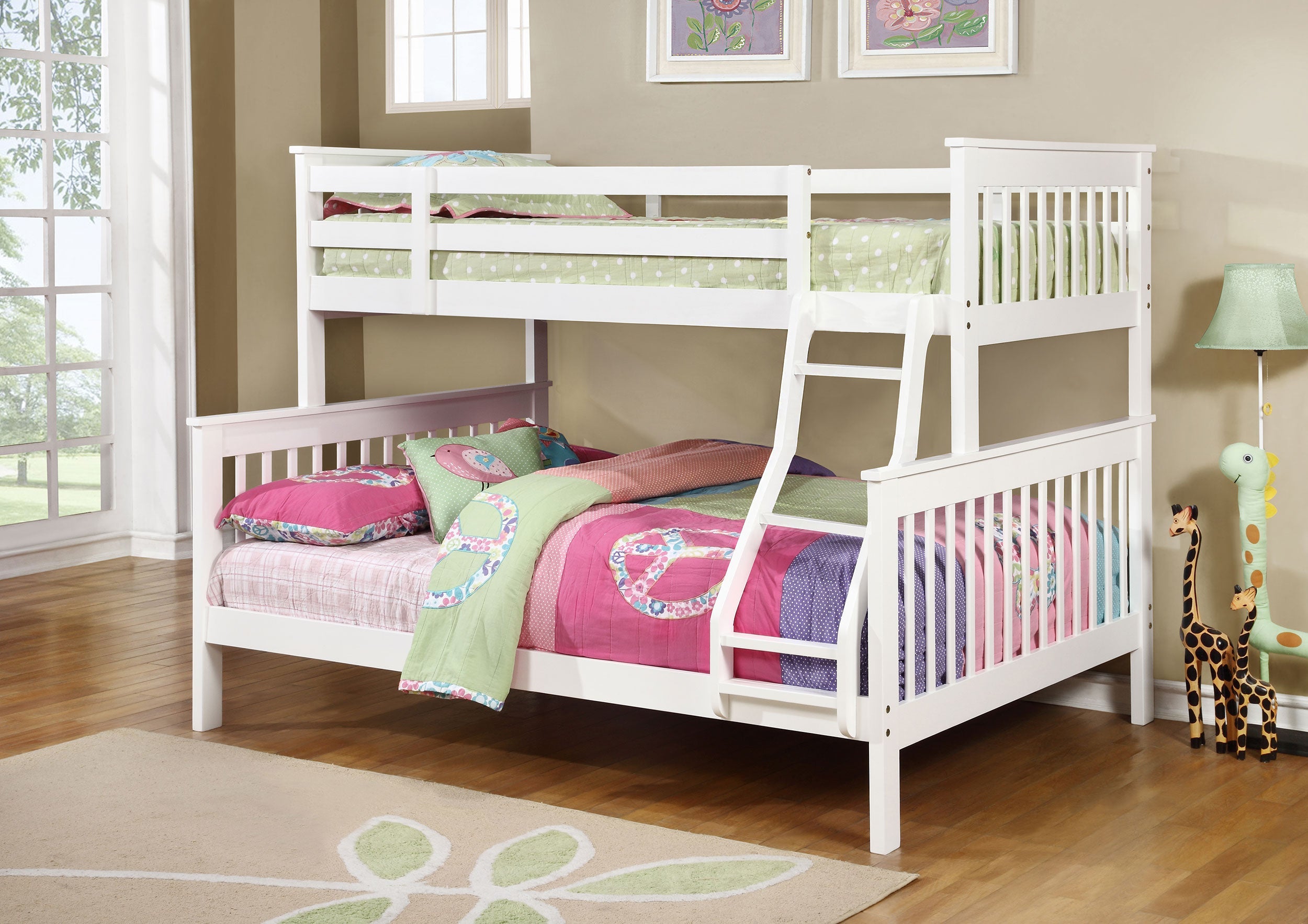 Chapman Wood Twin Over Full Bunk Bed White-CoasterEveryday