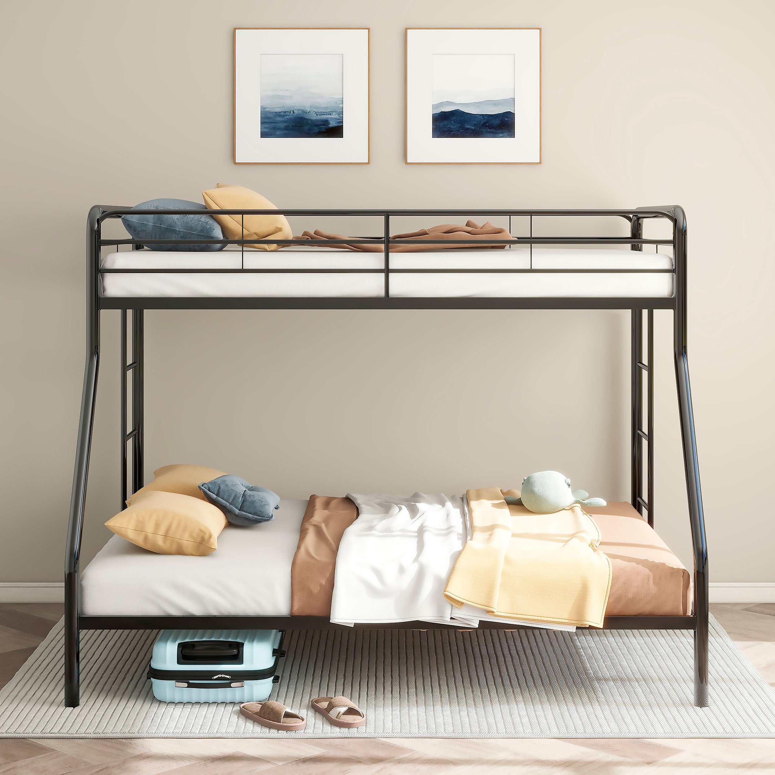 Carson Metal Twin Over Full Bunk Bed Glossy Black-