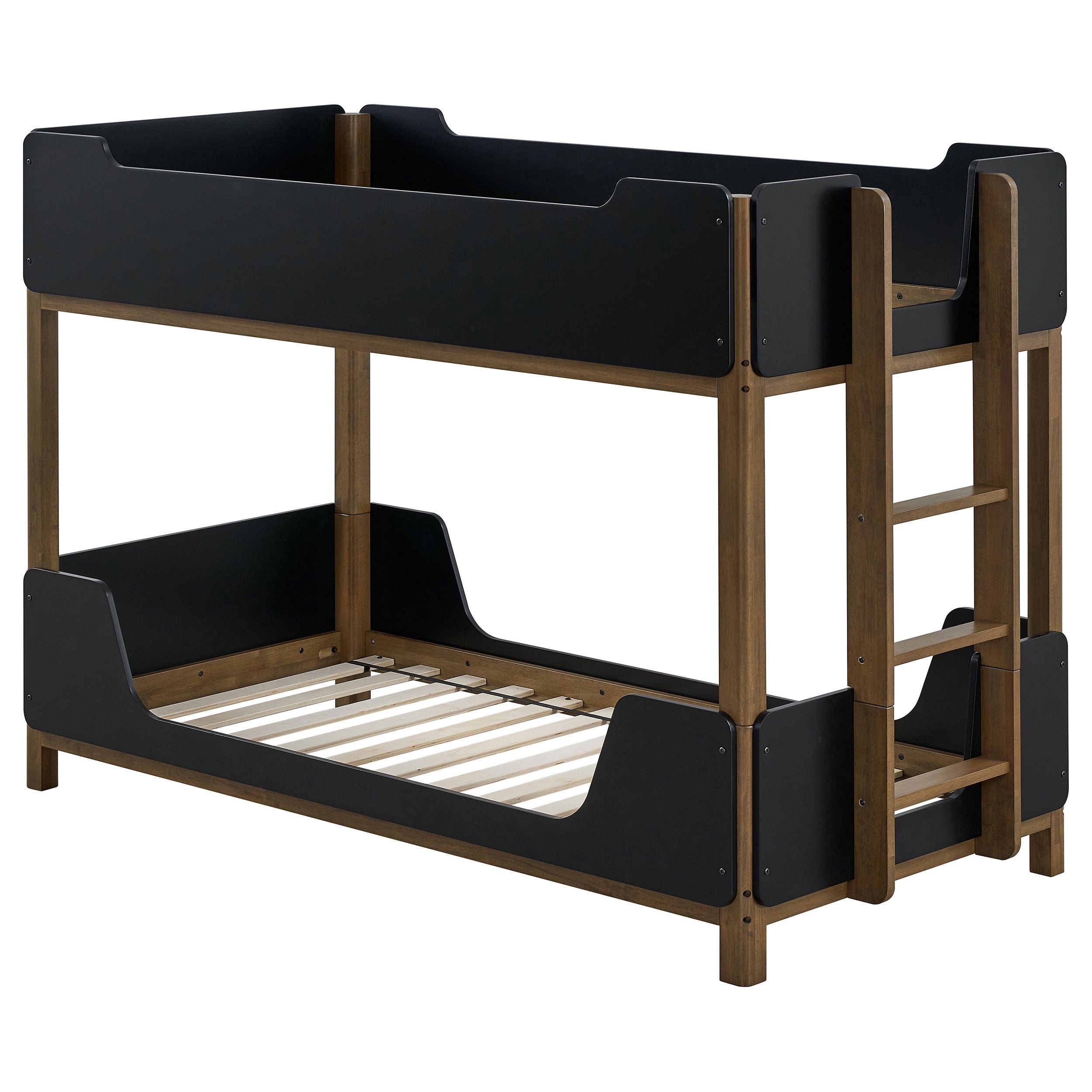 Morris Twin Over Twin Wood Bunk Bed Black and Walnut-