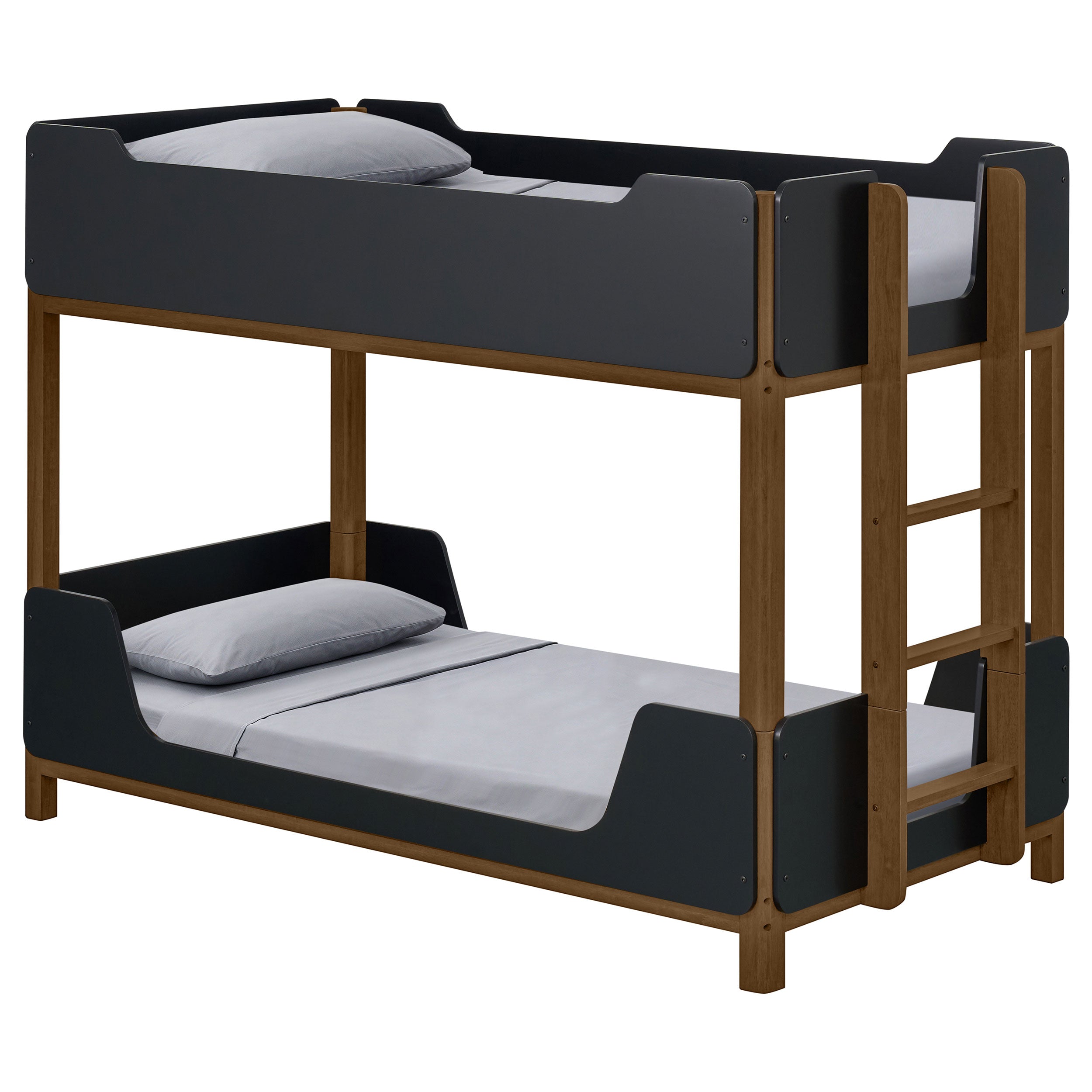 Morris Twin Over Twin Wood Bunk Bed Black and Walnut-