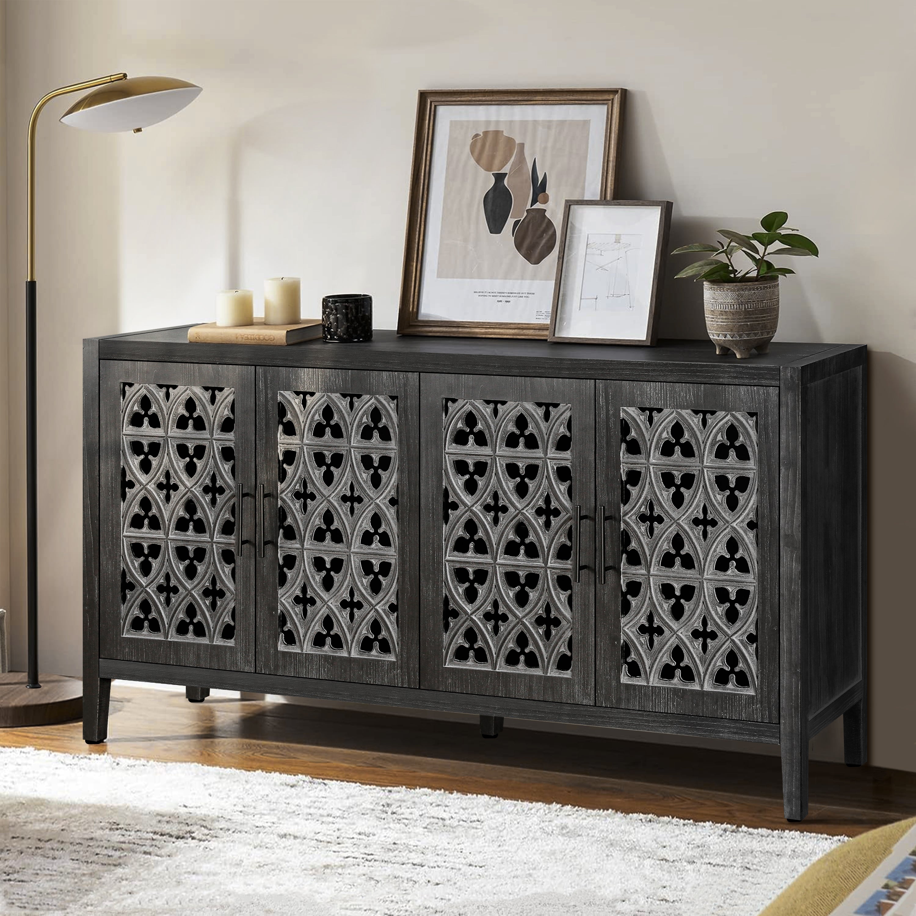 Hollow Four Door Antique Cabinet