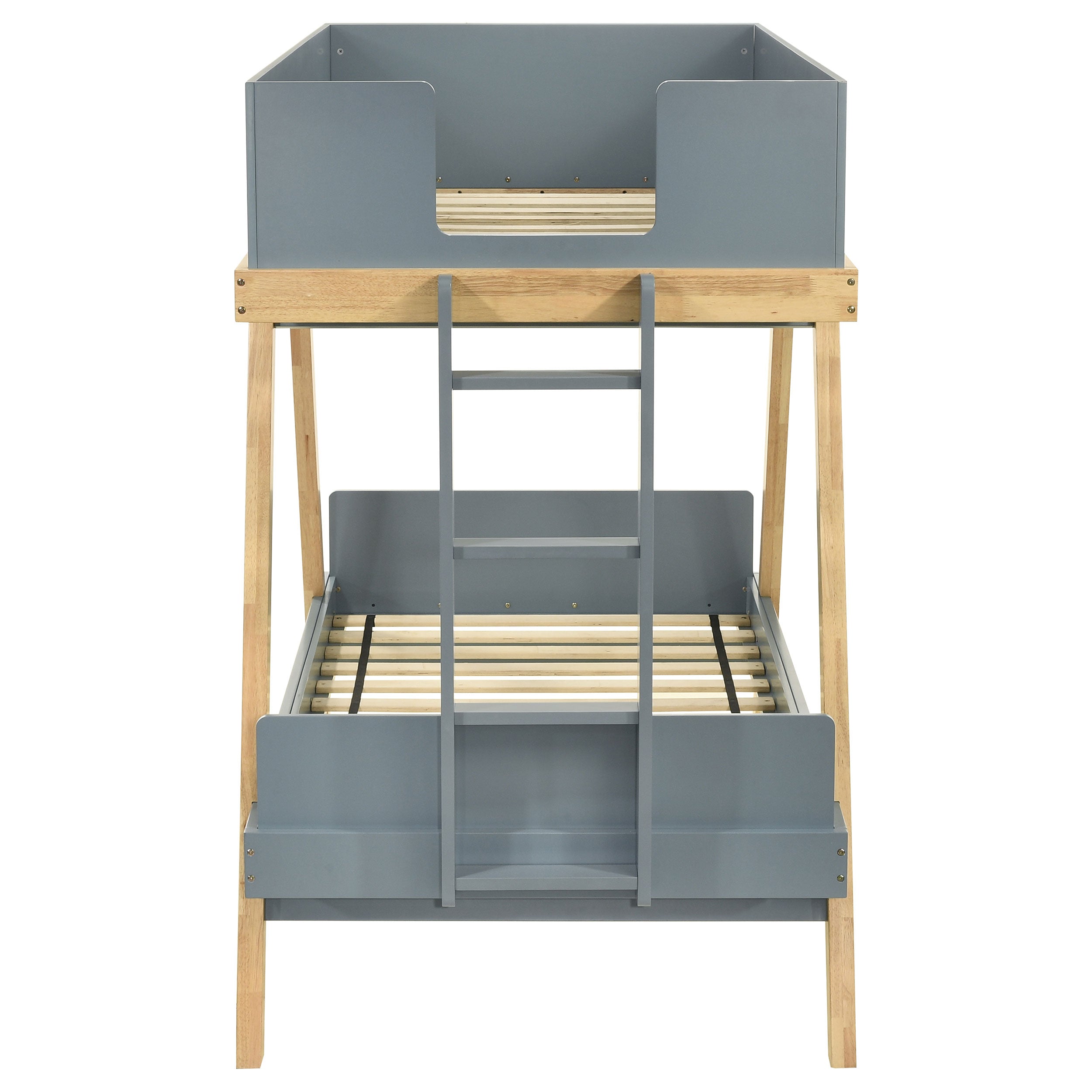Frankie Wood Twin Over Twin Bunk Bed Blue and Natural-