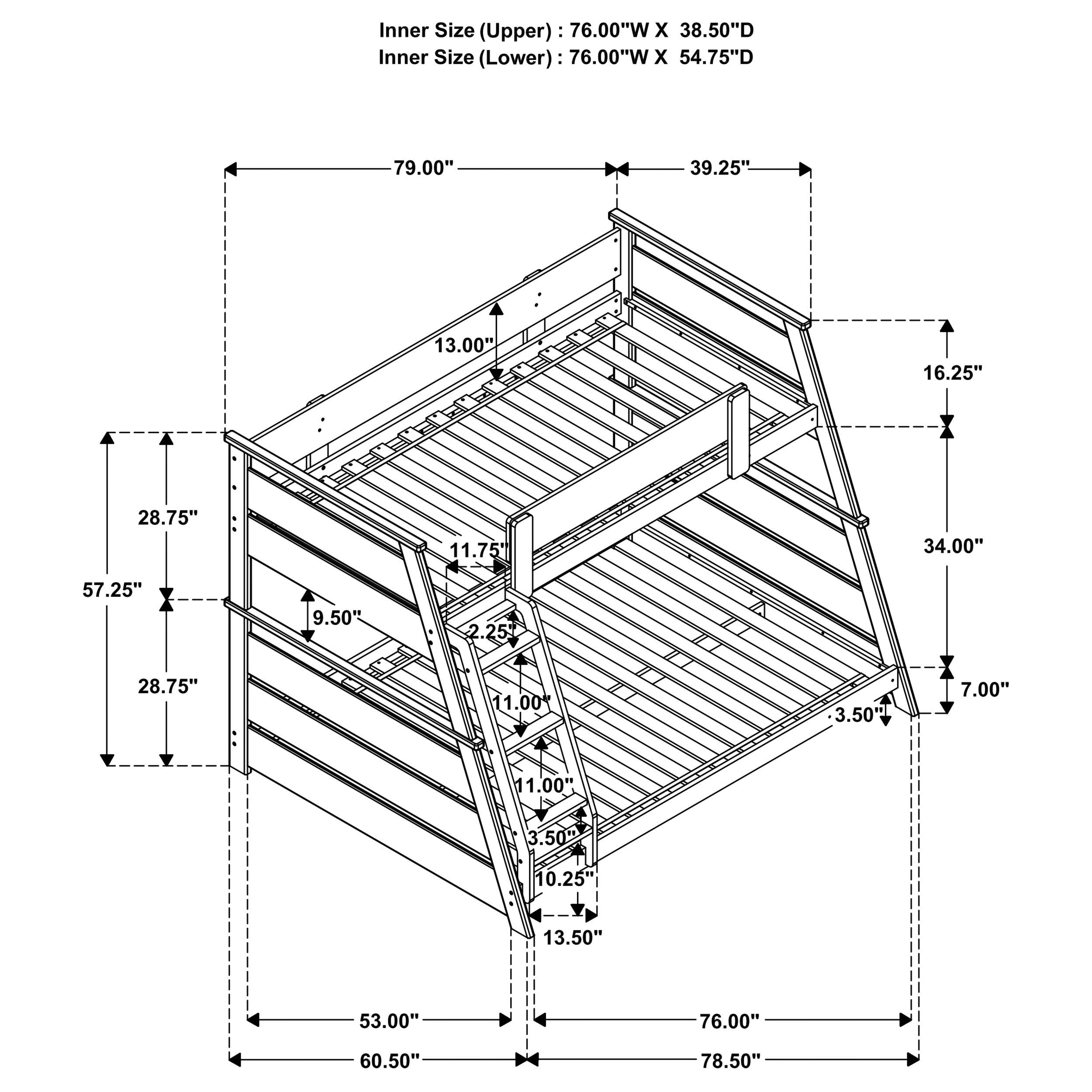 Holden Wood Veneer Twin Over Full Bunk Bed White-