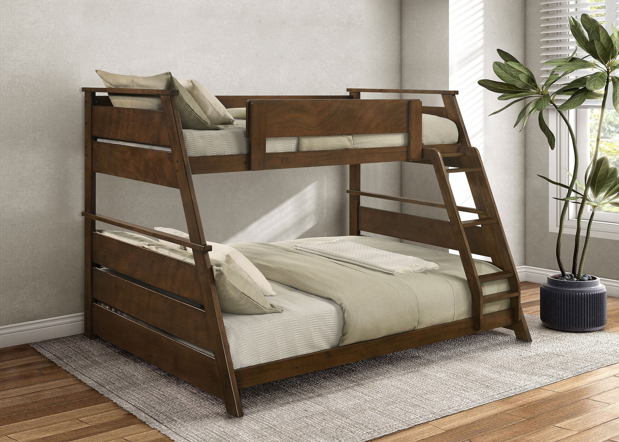 Holden Wood Veneer Twin Over Full Bunk Bed Walnut-