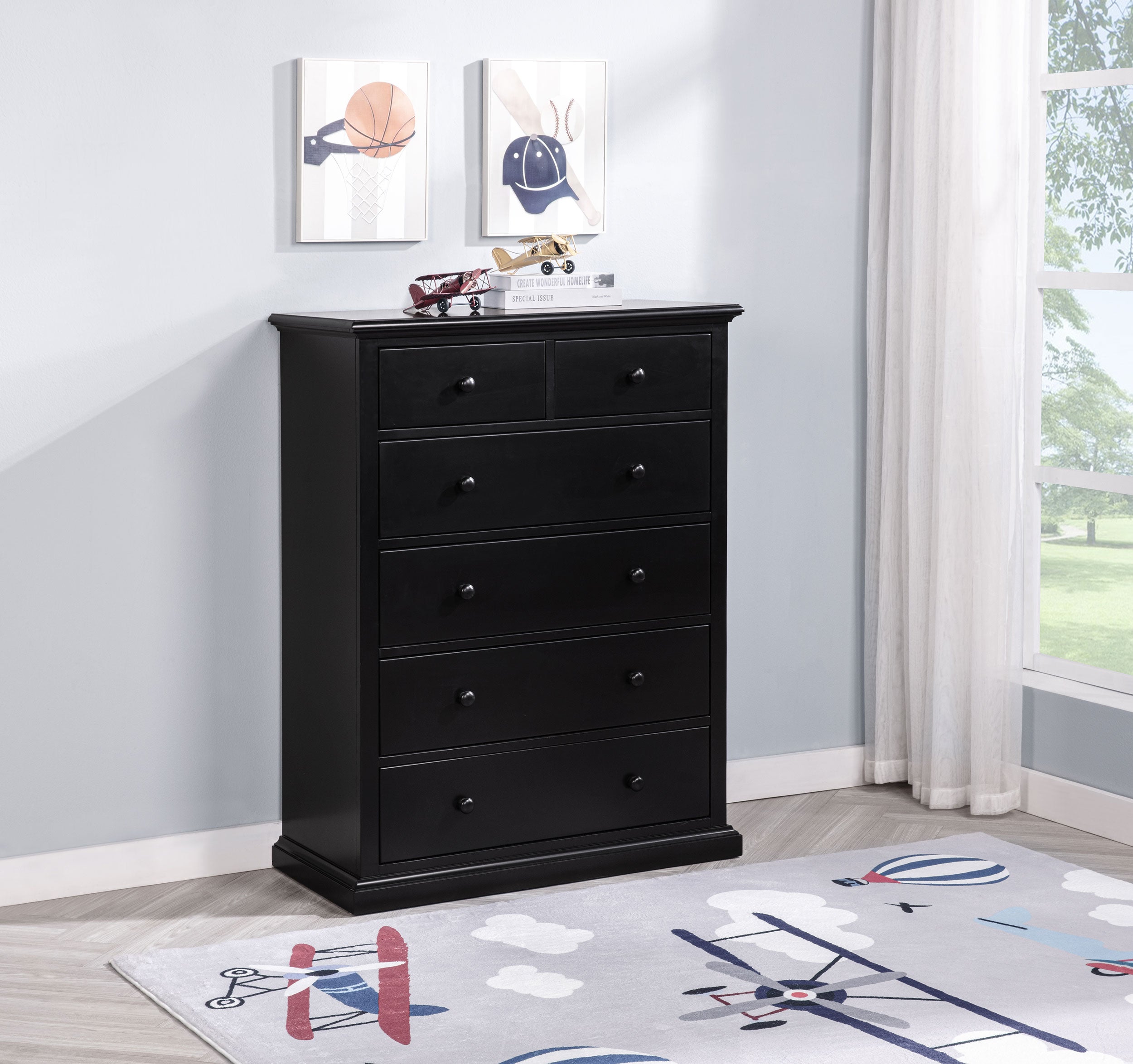 Sumerlin 6-drawer Bedroom Chest of Drawers Black-