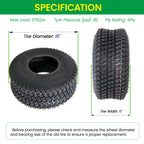 Set of 2 15x6.00-6 Lawn Mower Tires