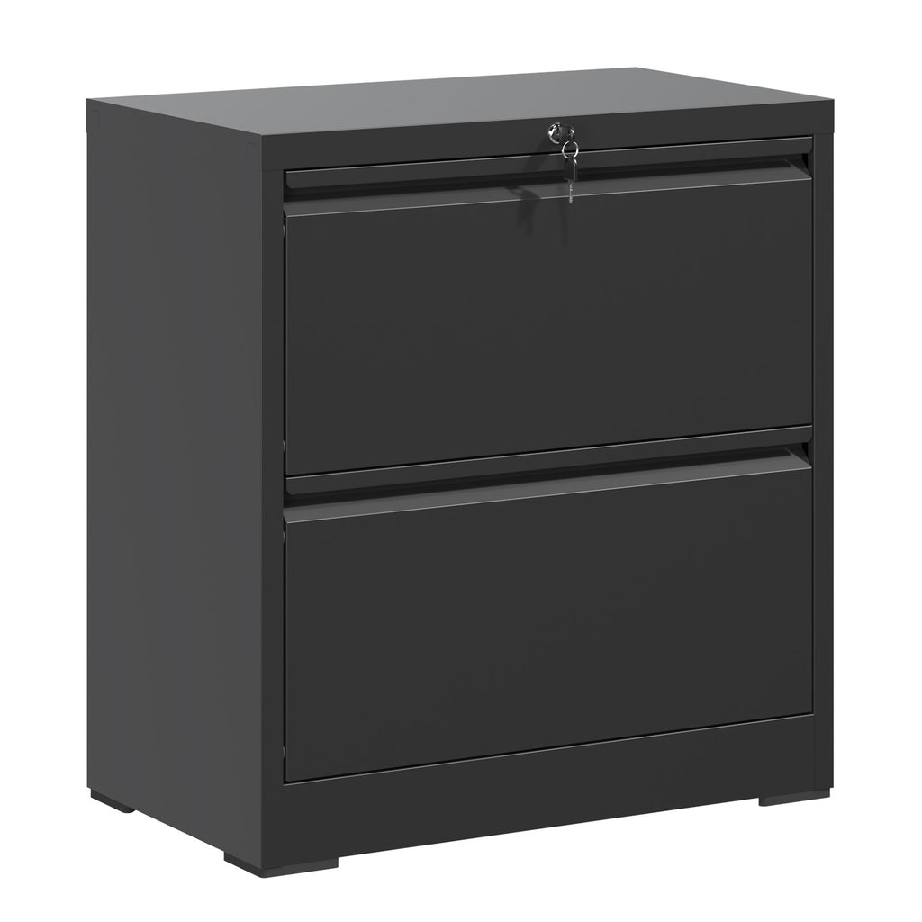 2 Drawer Lateral File Cabinet with Lock - Black
