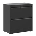 2 Drawer Lateral File Cabinet with Lock - Black