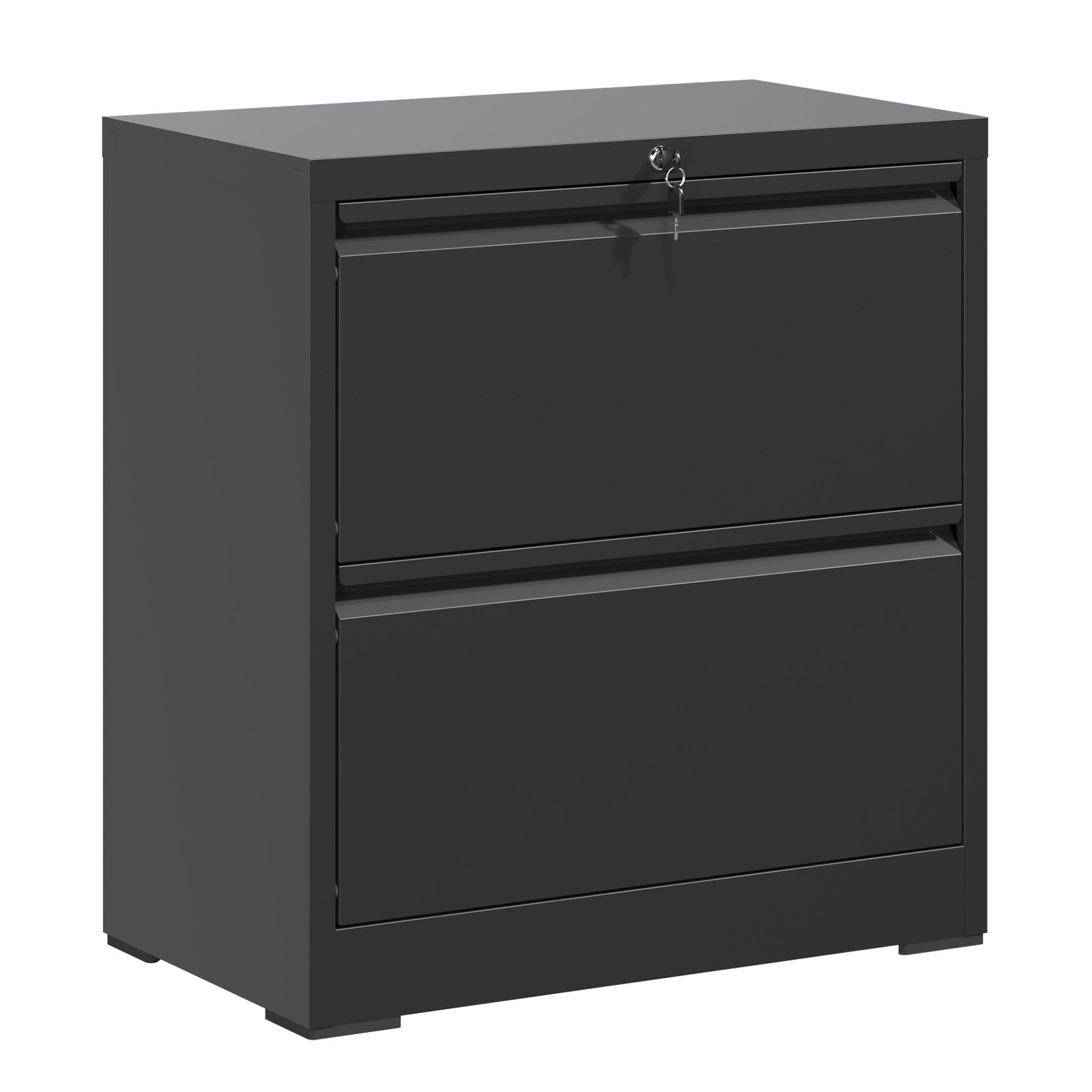 2 Drawer Lateral File Cabinet with Lock - Black