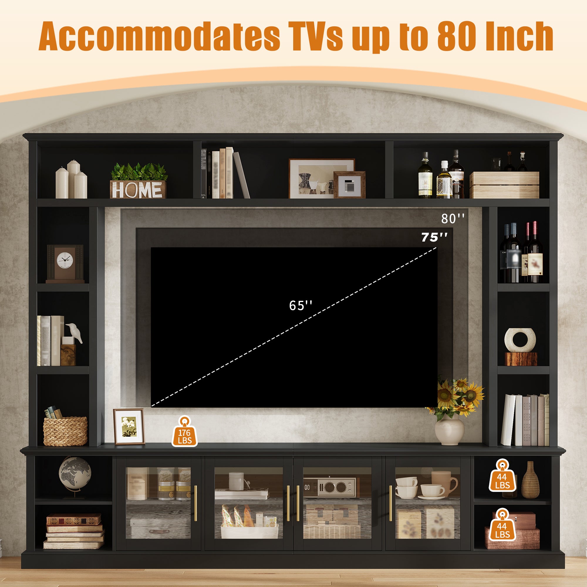 Entertainment Center Wall Unit for TVs Up to 80"