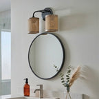 Quell Double Light Vanity With Natural Rattan Shade
