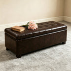 Tufted Storage Ottoman with Wooden Legs