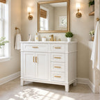 36-Inch White Modern Bathroom Vanity with Ceramic Sink