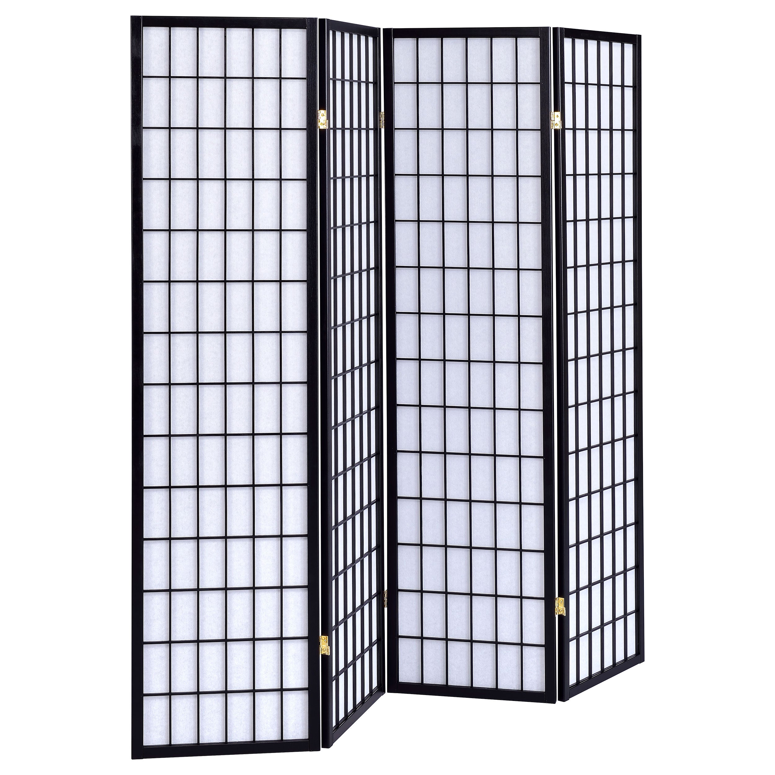 Roberto 4-Panel Room Divider Folding Shoji Screen Black-CoasterEveryday
