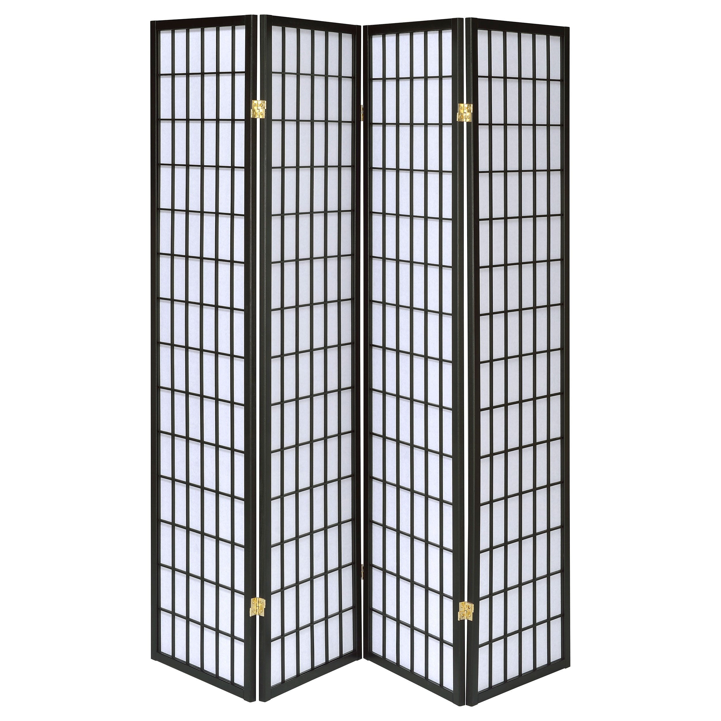 Roberto 4-Panel Room Divider Folding Shoji Screen Black-CoasterEveryday