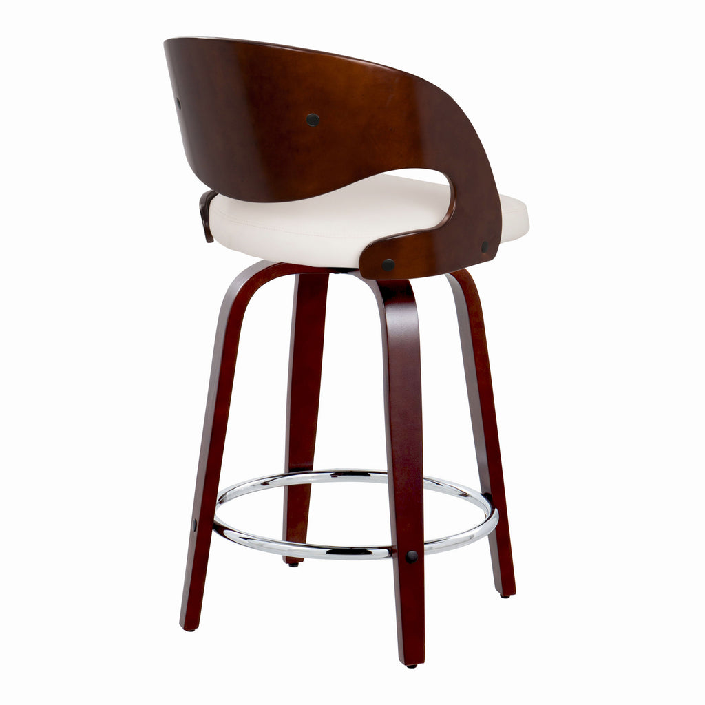 24" Mid-Century Modern Fixed-Height Counter Stool with Swivel
