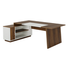70.5" L-Shaped Executive Office Desk with Storage Cabinet & Shelves