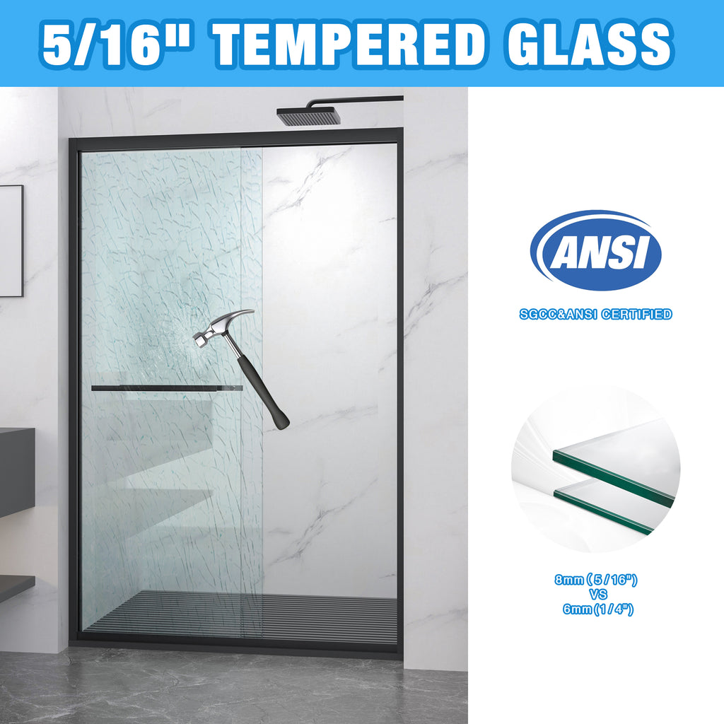 Aluminum Frame Double Sliding Shower Door 44-48"x72"