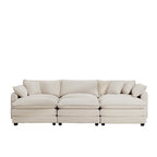 Oversized Modular Cushioned Sofa with 3 Ottomans