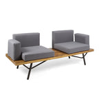 Outdoor Acacia Wood 2 Seater Sofa with Metal Legs