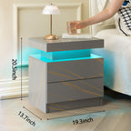 Modern LED Nightstand with 2 Drawers