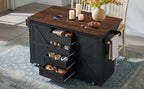 K&K 72" Farmhouse Kitchen Island with Fridge Storage