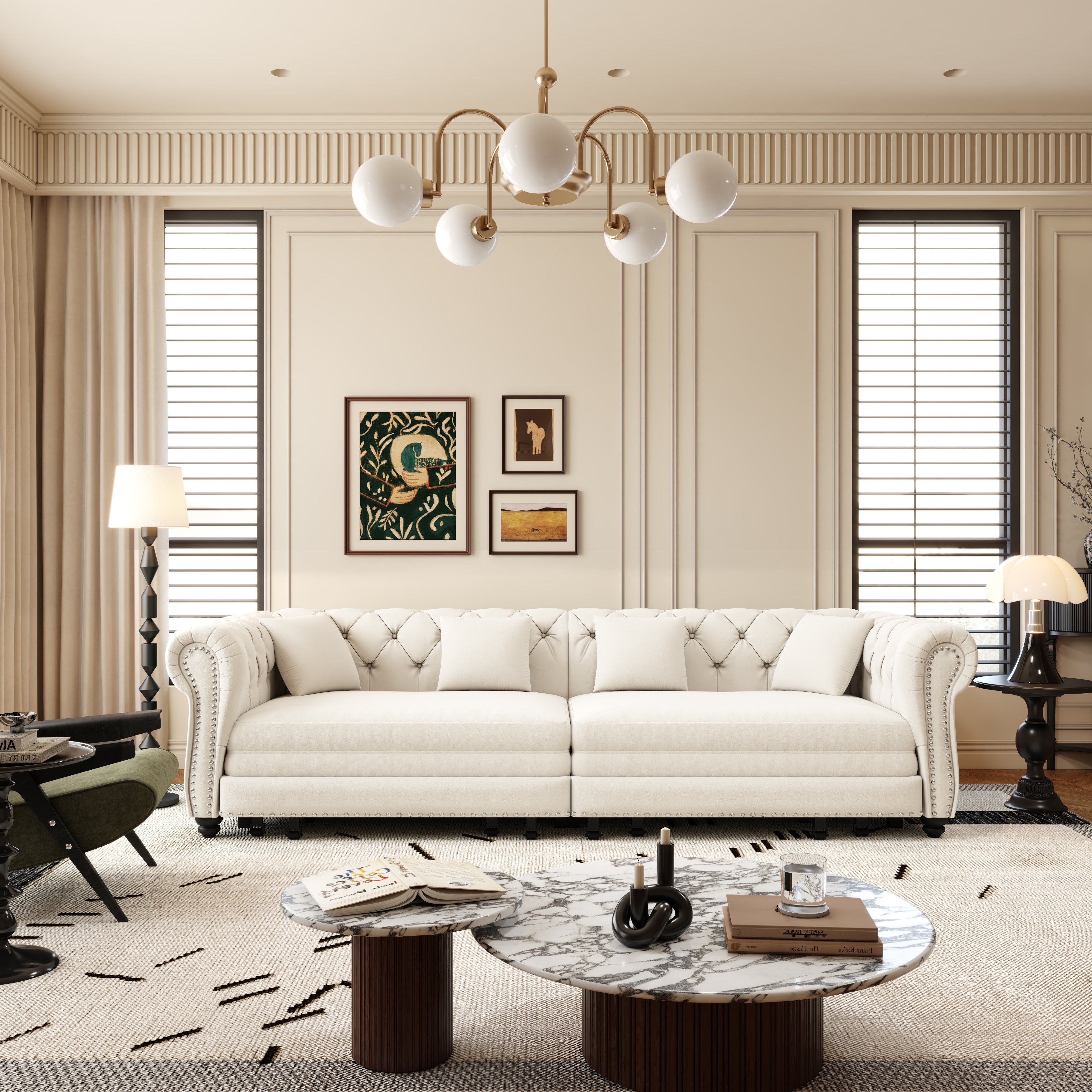 Chesterfield Sofa - 3-in-1 Pull-Out Sleeper Sofa Bed