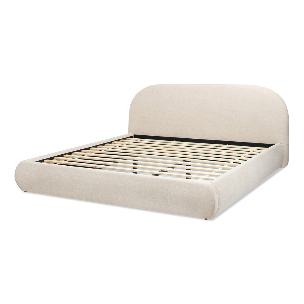 Archie Puffy Grounded Upholstered Platform Bed - Oatmeal Light