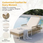 TOPMAX Outdoor All-Weather PE Rattan Chaise Lounge Set of 2