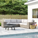 LSI 102'' Wide Outdoor Wicker Patio Sectional with Cushions