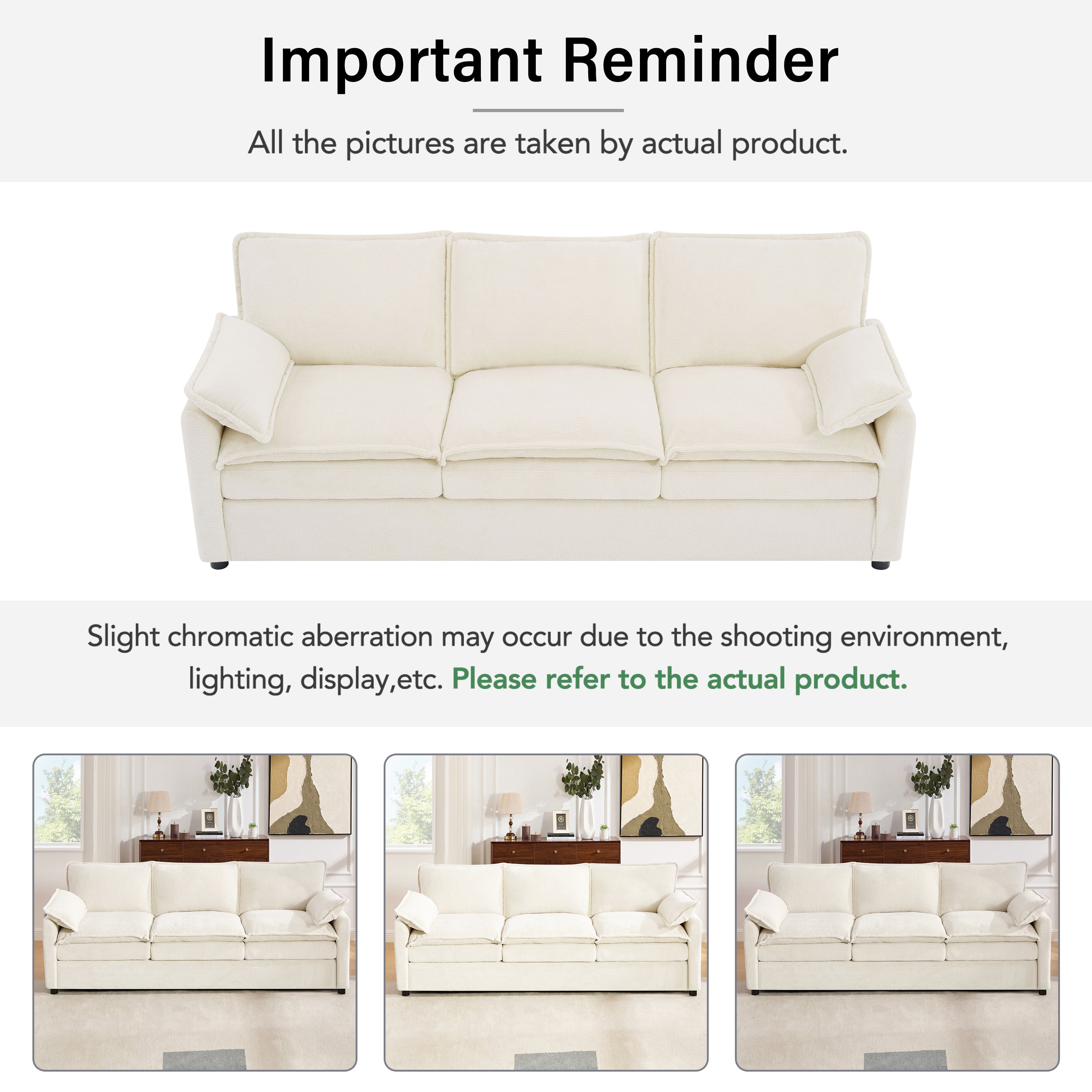 Modern 3-Seater Sofa with Plush Upholstery