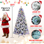 7.5ft Flocked Christmas Tree with 400L Colorful LED Lights