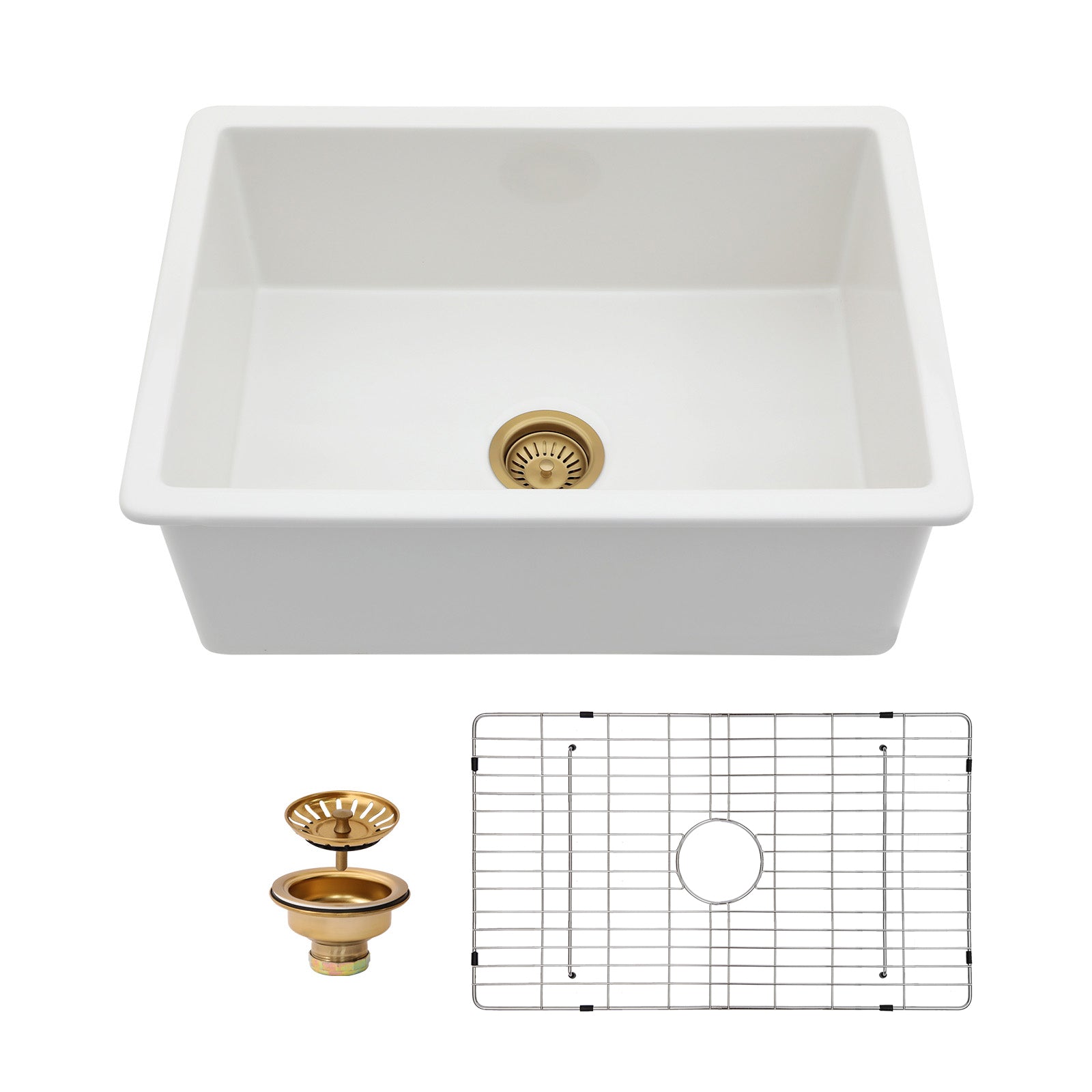 27"x19"x10" Undermount Single Bowl Fireclay Kitchen Sink