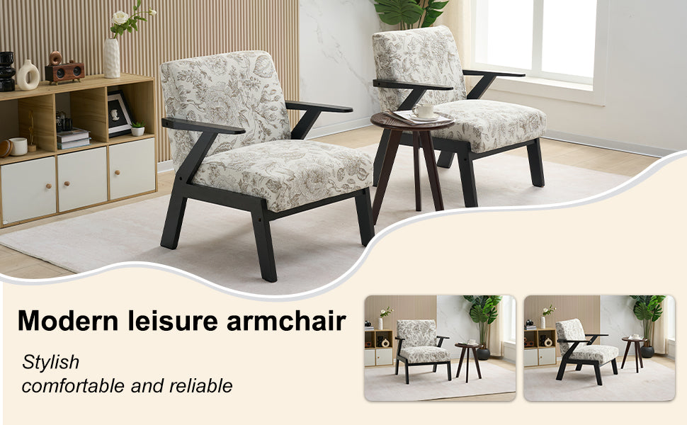 Mid-Century Modern Lounge Armchair - Seat Cushion - Beige & Grey