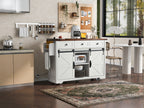K&K 53.7" Farmhouse Kitchen Island with Power Outlet